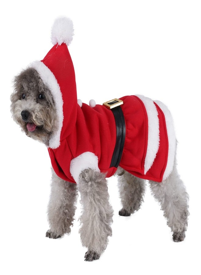 Mogoko Dog Cat Christmas Costume Santa Claus Cosplay Dress, Puppy Pet Fleece Outfits Warm Clothes for Winter Xmas (S Size) - Image 1